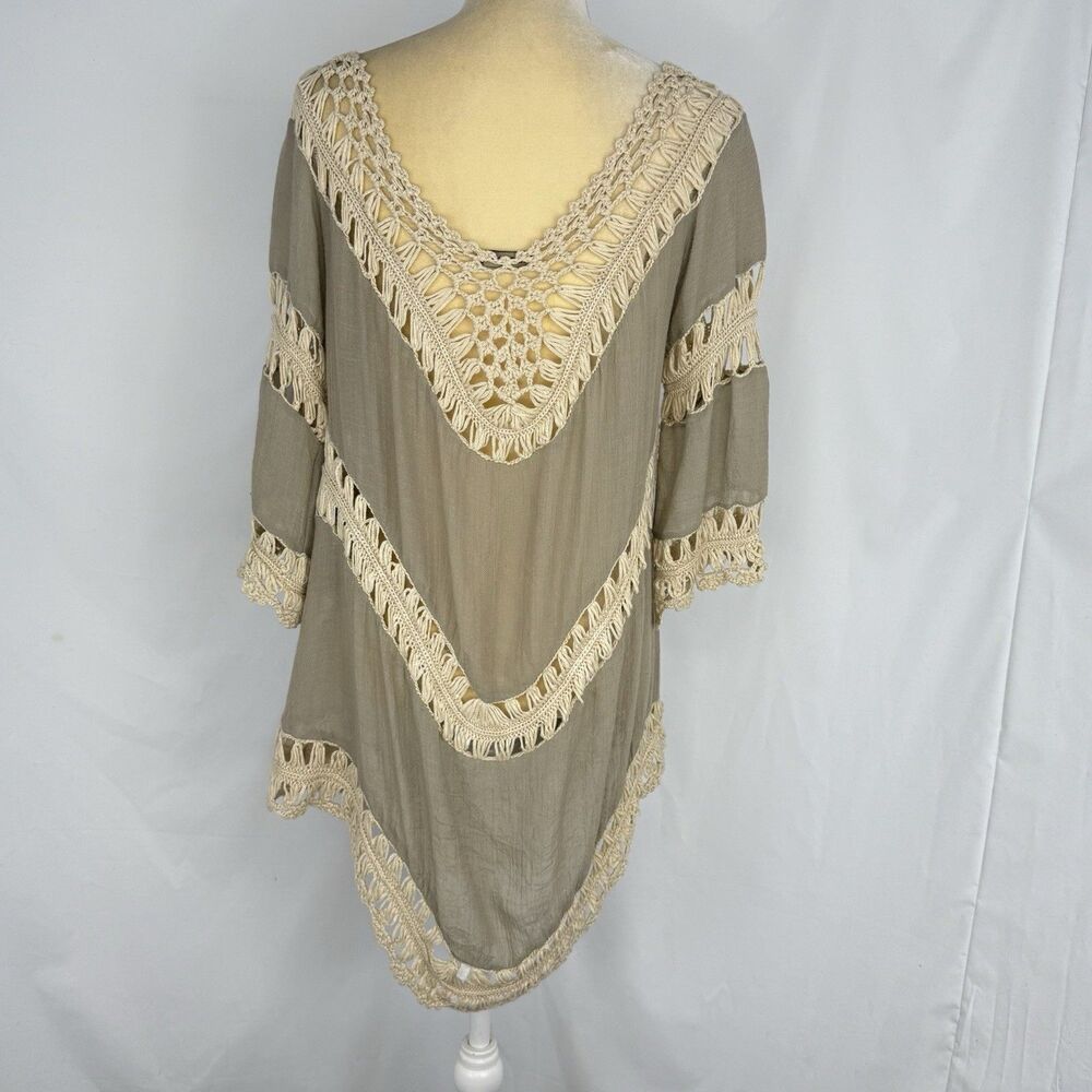 John Fashion Women’s Macrame Crochet Tunic Top Green XL Boho Festival Beachy - Picture 4 of 16